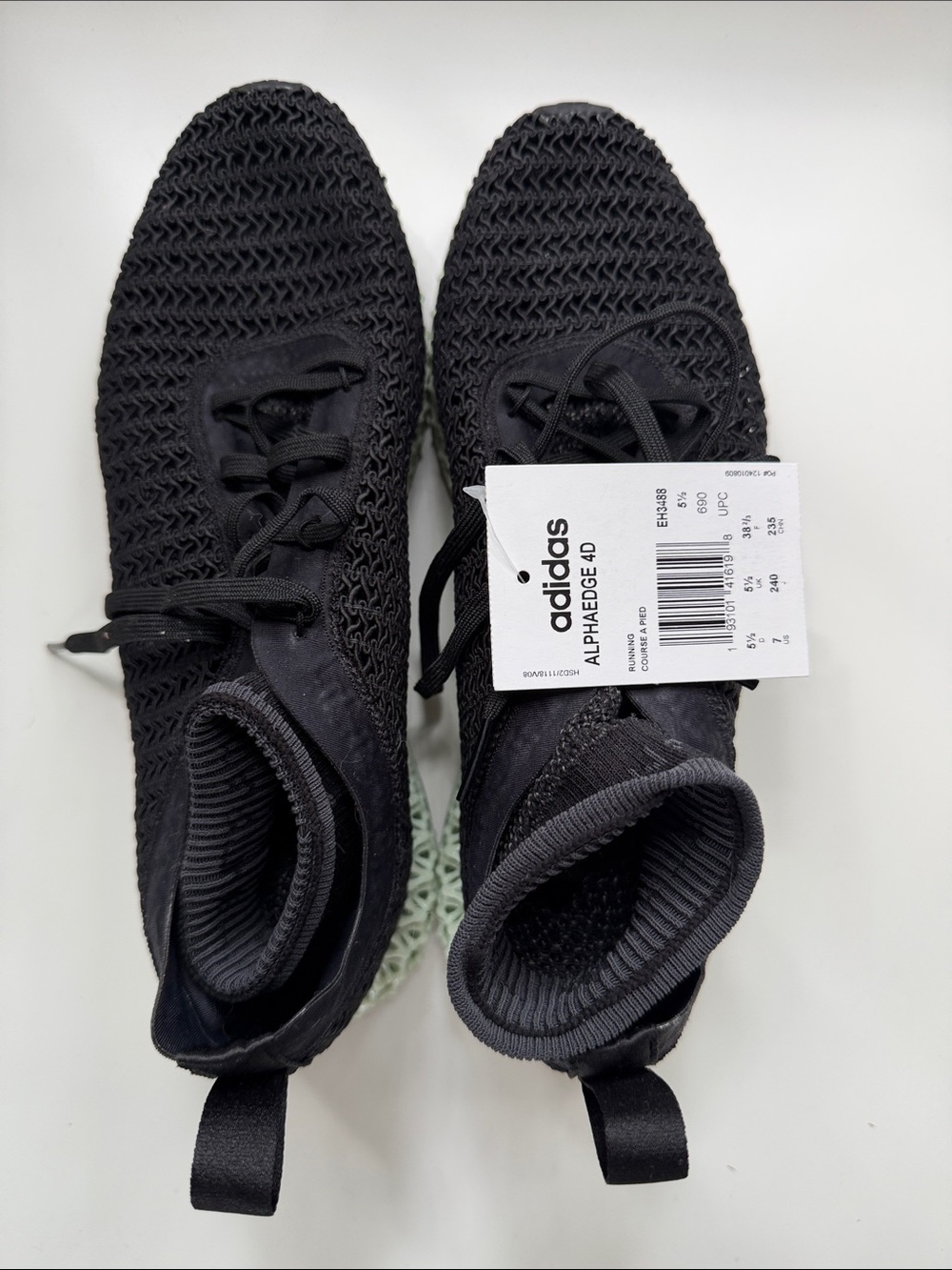 Adidas Stella McCartney Black Knit Alpha Edge 4D Slip-On Sneakers